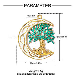 304 Stainless Steel with Green Enamel Pendants&nbsp;SA-OY002-28G