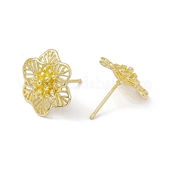 Rack Plating Brass Hollow Out Flower Stud Earrings for Women&nbsp;EJEW-I277-17G