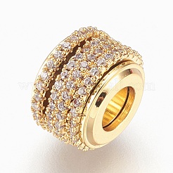 Brass Cubic Zirconia European Beads&nbsp;KK-P150-36G