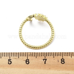 Brass Micro Pave Clear Cubic Zirconia Open Cuff Rings for Women&nbsp;LS-RJEW-S402-03G