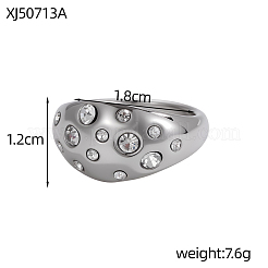 304 Stainless Steel Micro Pave Cubic Zirconia Finger Rings&nbsp;STAS-OY011-86P