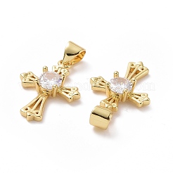 Brass Cubic Zirconia Pendants&nbsp;ZIRC-I062-25G