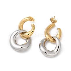 304 Stainless Steel Two Tone Stud Earrings&nbsp;EJEW-R153-01G&P