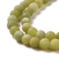 Round Frosted Natural TaiWan Jade Bead Strands&nbsp;G-M248-6mm-02
