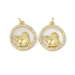 Rack Plating Brass Cubic Zirconia Pendants&nbsp;KK-M231-01G