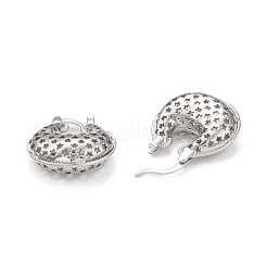 Rack Plating Brass Teardrop with Star Thick Hoop Earrings for Women&nbsp;EJEW-G340-02P