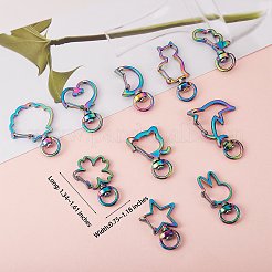 20Pcs 10 Styles Rainbow Color PVD Vacuum Plating Alloy Keychain Clasps&nbsp;JX114A