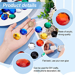 60Pcs 6 Colors Flat Back Acrylic Rhinestone Cabochons&nbsp;OACR-OC0001-16A