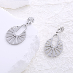 Stainless Steel Oval Dangle Stud Earrings&nbsp;ZW6433
