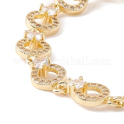 Clear Cubic Zirconia Open Ring Link Chains Bracelet&nbsp;BJEW-I301-13G