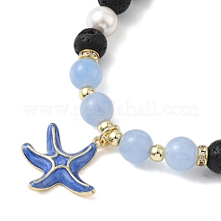 Brass Enamel Starfish Charm Bracelets&nbsp;BJEW-JB12330