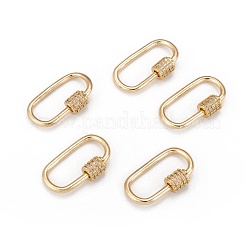 Brass Micro Pave Clear Cubic Zirconia Screw Carabiner Lock Charms&nbsp;ZIRC-T010-10