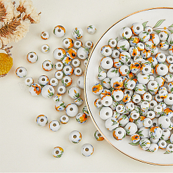180Pcs 3 Style Floral Printed Porcelain Beads&nbsp;PORC-HY0001-09