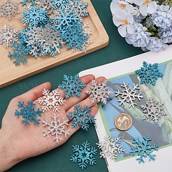 48Pcs 6 Styles Snowflake Glitter Powder Non-woven Fabric Sew on Appliques&nbsp;PATC-FG0002-22
