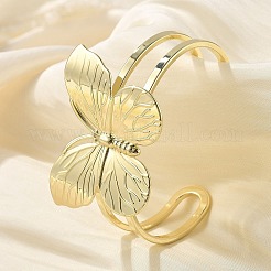 Butterfly Brass Cuff Open Bangles&nbsp;BJEW-M060-01G-01