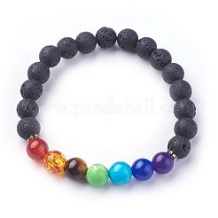 Natural Lava Rock Beads Stretch Bracelets&nbsp;BJEW-F380-04