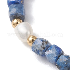 Natural Lapis Lazuli Cube Beads Stretch Bracelets for Women&nbsp;BJEW-JB13176-01