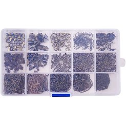 Jewelry Findings Box kit with Iron Earring Hooks Head Pins Open Eye Pins End Piece Chain Extensions&nbsp;FIND-PH0004-01AB