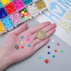 Flat Round Handmade Polymer Clay Beads&nbsp;CLAY-CJ0001-20