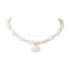 Natural Clam Shell Pendant Necklaces&nbsp;NJEW-JN05241
