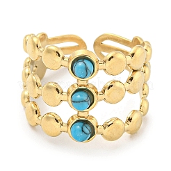 Ion Plating(IP) 304 Stainless Steel Synthetic Gemstone Cuff Rings&nbsp;G-Z056-05G