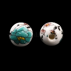 Floral Printed Porcelain Beads&nbsp;PORC-Q199-8mm-17