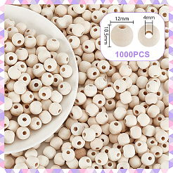 1000Pcs Natural Unfinished Wood Beads&nbsp;WOOD-GA0001-75