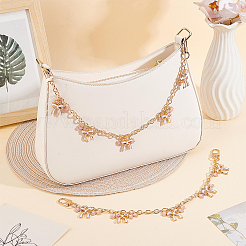 2Pcs Alloy Enamel Pink Bowknot Charm Cable Chain Purse Decorative Chains&nbsp;HJEW-BBC0001-48