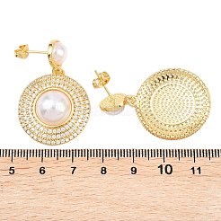Brass Micro Pave Cubic Zirconia Dangle Stud Earrings&nbsp;EJEW-F405-09G