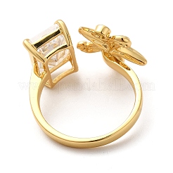 Brass Micro Pave Cubic Zirconia Ring&nbsp;RJEW-P084-03G
