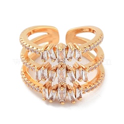 Brass with Cubic Zirconia Open Cuff Rings&nbsp;LS-RJEW-B053-07