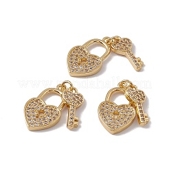 Brass Micro Pave Clear Cubic Zirconia Pendants&nbsp;KK-G439-28G