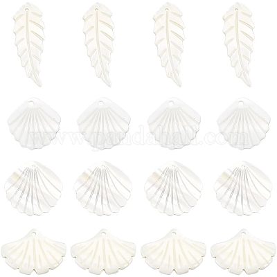 16Pcs 4 Styles Natural Shell Pendants&nbsp;SHEL-AR0001-14-1