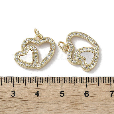 Brass Micro Pave Cubic Zirconia Pendants&nbsp;KK-G485-34A-G-1