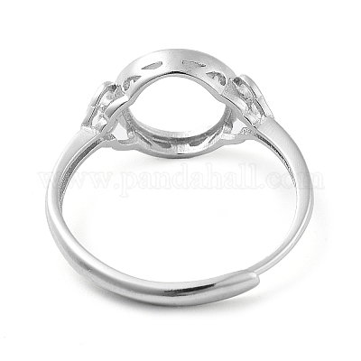 Flat Round Adjustable 925 Sterling Silver Ring Components&nbsp;STER-G042-10P-1