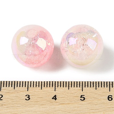 UV Plating Opaque Crackle Two-tone Acrylic Beads&nbsp;X1-MACR-C032-01F-1