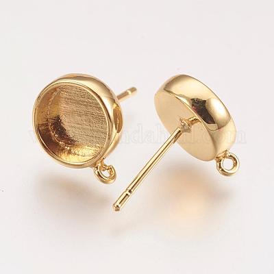 Brass Ear Stud Findings&nbsp;KK-P146-09G-10mm-1