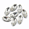 Sew on Rhinestone, Multi-strand Links, Glass Rhinestone, with Platinum Tone Brass Prong Settings, Garments Accessories, Faceted, Horse Eye, Clear, 14.5x4x4mm, Hole: 0.8~1mm