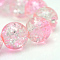 Baking Paint Crackle Glass Bead Strands, Round, Pink, 10mm, Hole: 1.3~1.6mm, about 80pcs/strand, 31.4 inch