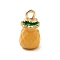 Alloy Enamel Pendants, Golden, Pineapple, 14.5x8x7.5mm, Hole: 1.8mm