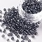 Glass Seed Beads, Trans. Colours Lustered, Round, Gray, 4mm, Hole: 1.5mm, about 4500pcs/pound