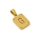 Stainless Steel Pendants, Real 18K Gold Plated, Rectangle, Letter G, 15x12mm