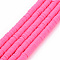 Handmade Polymer Clay Bead Strands, Heishi Beads, Disc/Flat Round, Hot Pink, 6x0.5~1mm, Hole: 2mm, about 320~447pcs/strand, 15.74 inch~16.92 inch
