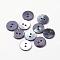 2-Hole Shell Buttons, Flat Round, Black, 13x2mm, Hole: 1.5mm