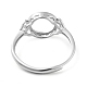 Flat Round Adjustable 925 Sterling Silver Ring Components&nbsp;STER-G042-10P-3