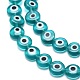Handmade Evil Eye Lampwork Flat Round Bead Strands&nbsp;LAMP-L058-10mm-11-3
