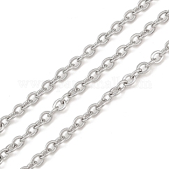 Tarnish Resistant 304 Stainless Steel Cable Chains, Soldered, with Spool, Flat Oval, Stainless Steel Color, 3x2x0.5mm, about 32.8 Feet(10m)/roll