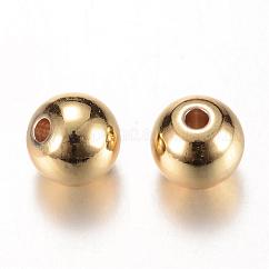 Brass Spacer Beads, Cadmium Free & Lead Free, Round, Real 16K Gold Plated, 4x3.5mm, Hole: 1.5mm