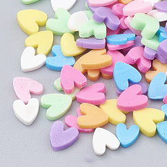 Handmade Polymer Clay Nail Art Decoration, Fashion Nail Care, No Hole, Heart, Mixed Color, 3.5~5x4~5x0.5~2mm