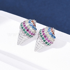 Brass Micro Pave Cubic Zirconia Stud Earrings&nbsp;EJEW-Q015-16P
